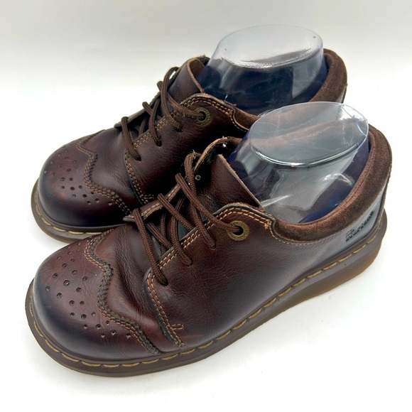 RARE VINTAGE Dr. Martens 11664 Brown Leather Brogue Oxfords men’s size 7 Y2K - Picture 4 of 16